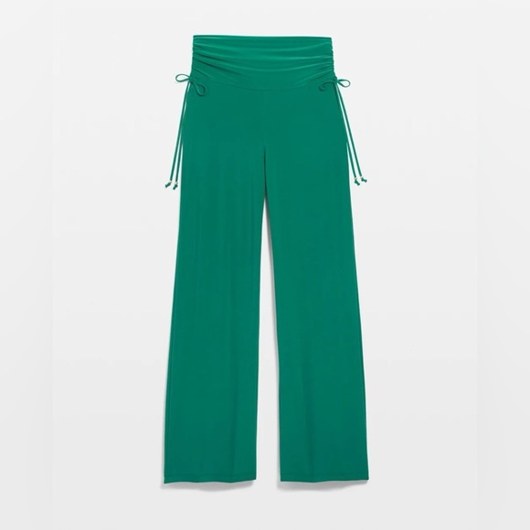 White House black market  wide leg ruched waist small green pants - Picture 8 of 13